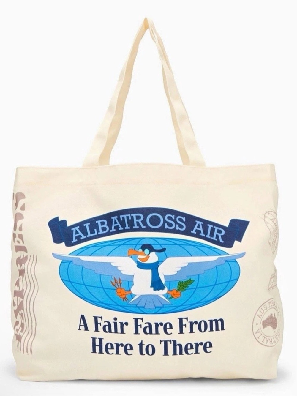 Loungefly Disney Albatross Air Graphic Canvas Tote in Cream NWT